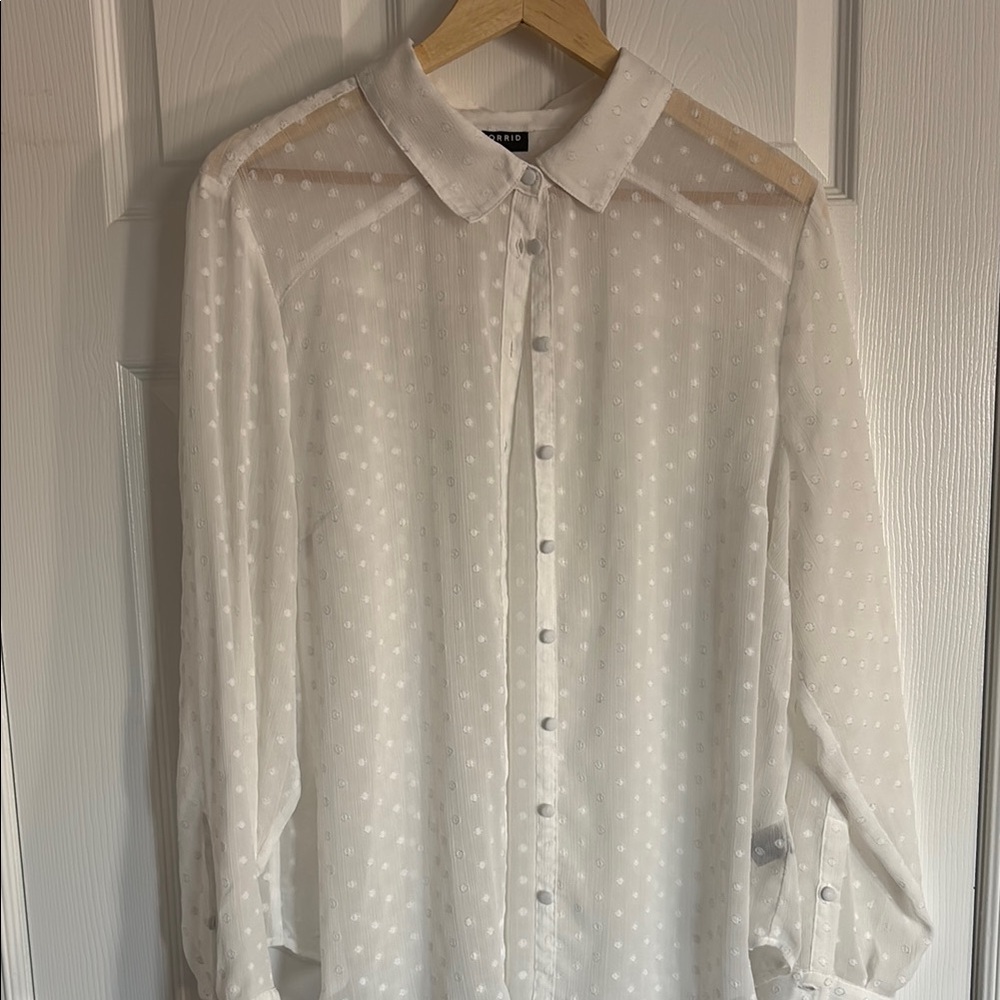 White Sheer Shirt TORRID SIZE 1